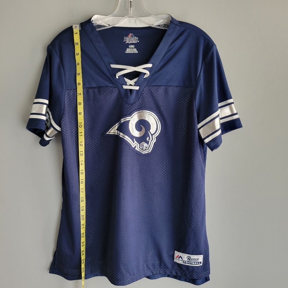 Majestic Women's NFL Draft Me Lace-Up Short-Sleeved Top – Los Angeles Rams - Picture 8 of 9